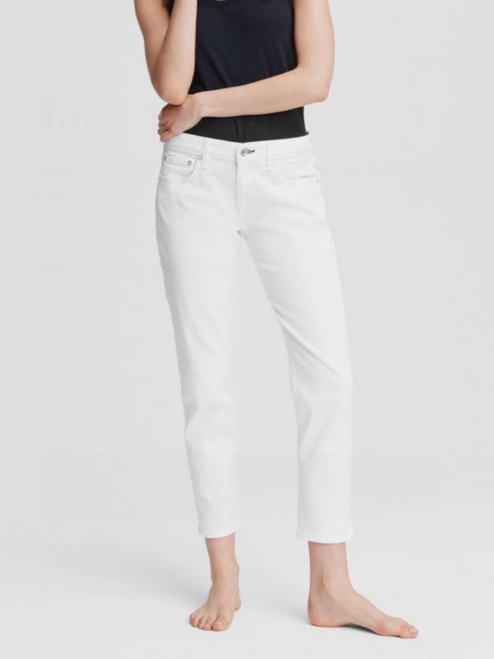 rag & bone 'Dre' Low-Rise Boyfriend Jean 26 in White *Like New*